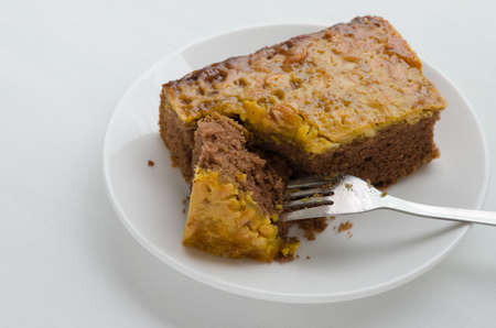 Caramel Peanut-Topped Brownie Cake.