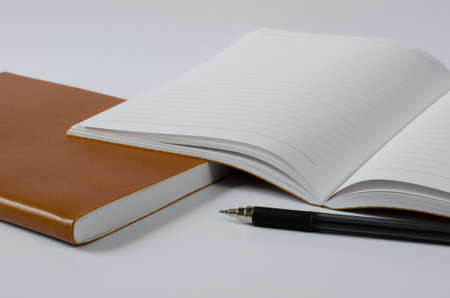Leather Cover Notebooks on White Background.