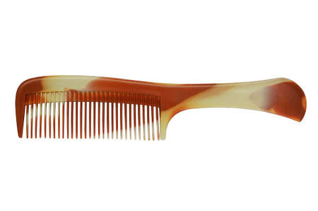 Brown Platic Comb Isolated on White Background.