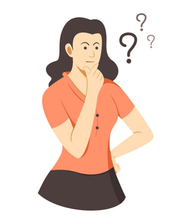 Woman is Thinking the Question.のイラスト素材