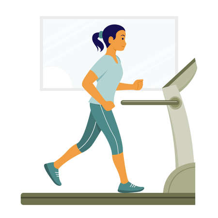 Woman Workout by Run on the Treadmill Machine.のイラスト素材