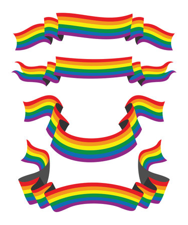 Four Style Ribbons of Rainbow Flag for the LGBT.のイラスト素材