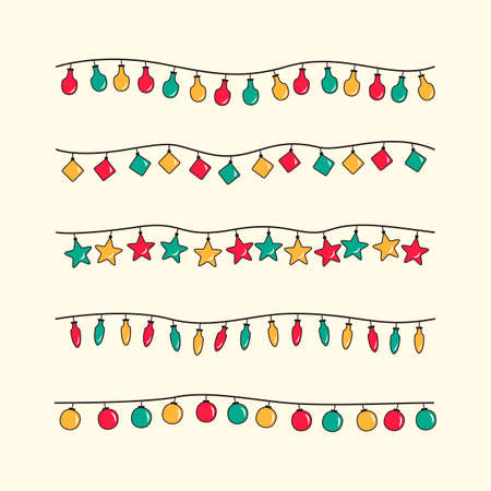 Collection of String Lights for the Christmas Decoration.のイラスト素材