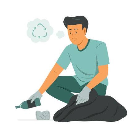 Man Pick Up the Waste to Recycle.のイラスト素材