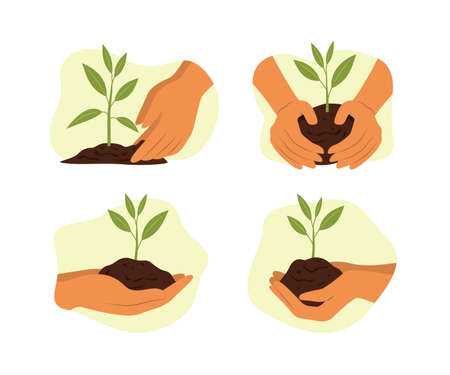 Tree Planting Badges Set.のイラスト素材