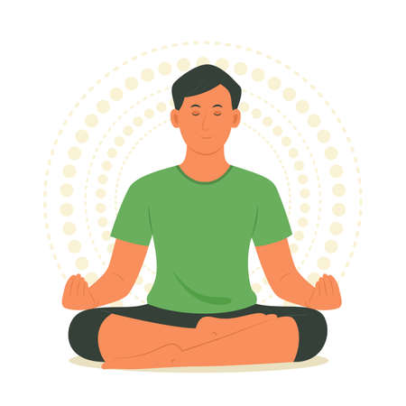 Man Practice Yoga Meditation.のイラスト素材