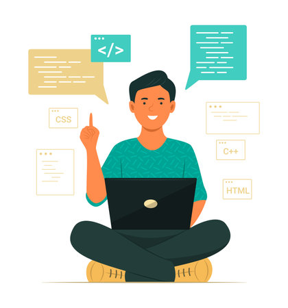 Programmer Process Coding for Software Development Concept Illustrationのイラスト素材