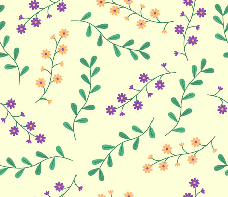 Seamless Pattern of Colorful Flowers Blooming for Floral Motif Pattern Concept Backgroundのイラスト素材