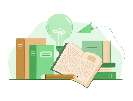 Stack of Books for Reading, Knowledge and Education Concept Illustrationのイラスト素材