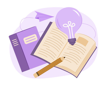 Books for Reading, Learning, Knowledge and Education Concept Illustrationのイラスト素材