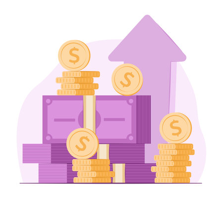 Cash Dollar Money Growth for Savings and Financial Concept Illustrationのイラスト素材
