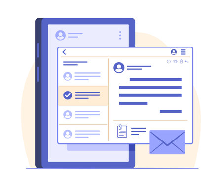 Smartphone Screen with Email Notification App for Wireless Network Connection Technology Concept Illustrationのイラスト素材