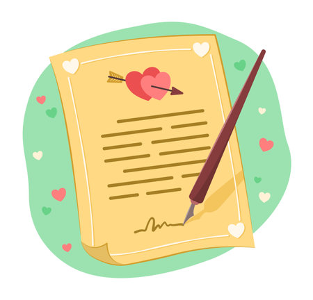 Marriage Certificate Document with Signature for Love and Marriage Concept Illustrationのイラスト素材