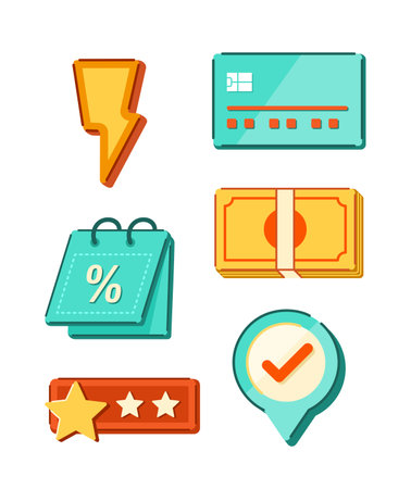 Sale Element Badge Stickers Set for Special Marketing Promotion for Online Shopping and E-commerce Concept Clip Artのイラスト素材