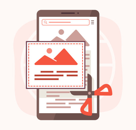 Smartphone with Screenshot Function for Mobile Application Concept Illustration Clip Artのイラスト素材