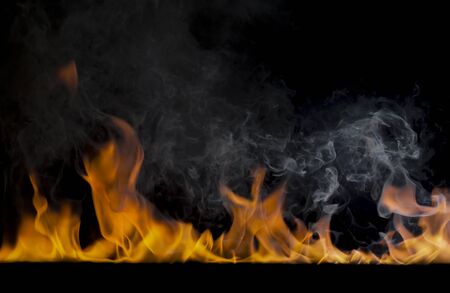 burning flame On a black backgroundの写真素材