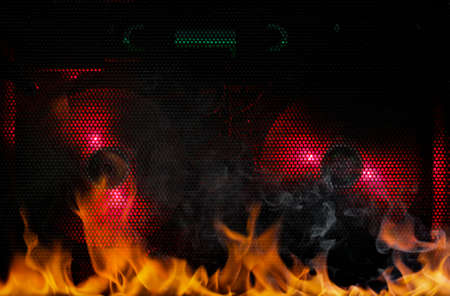 Computer cooling fan with flames and smoke The dangerous concept of using substandard electrical...