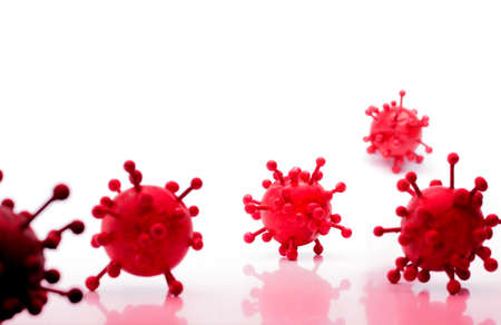 World Health Organization coronavirus Introduced a new official name, COVID-19 virus that has spread the world. Abstract photograph on white background.の写真素材