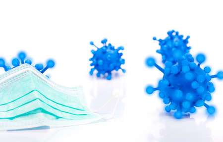 Abstract coronavirus face mask photo The new official name is the COVID-19 virus that spreads around...