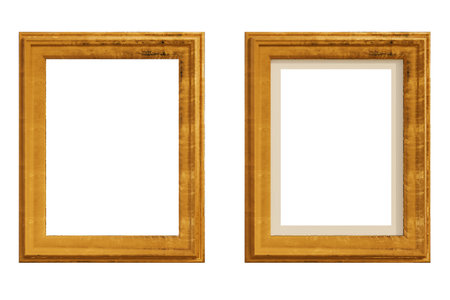 3D simulated square photo frame, realistic illustration. Empty vintage gold frame Suitable for art design modern interiorの写真素材