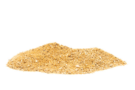 pile of sand rough and fine concept abstract desert beach hill mountain land path isolated on white backgroundの写真素材