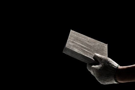 Car air conditioning system maintenance Technician holding car air filter for cleaning Dirt or heat problem fix or replace.の写真素材