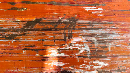 abstract background pictures Orange cracked metal wall Red looks oldの写真素材