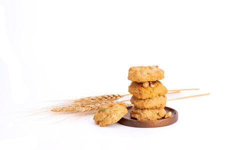 Delicious snack cookies, bakery dessert, isolated on white background.の写真素材