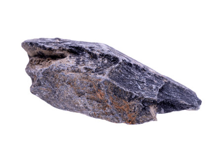 Gray and black granite rocks from natural mountains close-up isolated on white background-clipping pathの写真素材