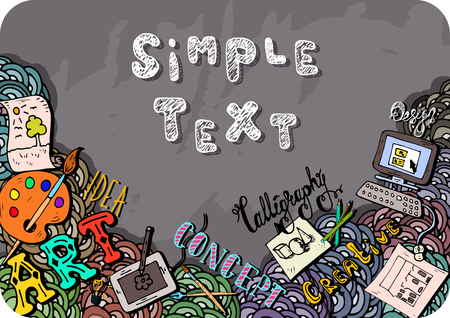 Hand drawn doodle, corporate identity for design studio, hand drawn sketch and letteringのイラスト素材
