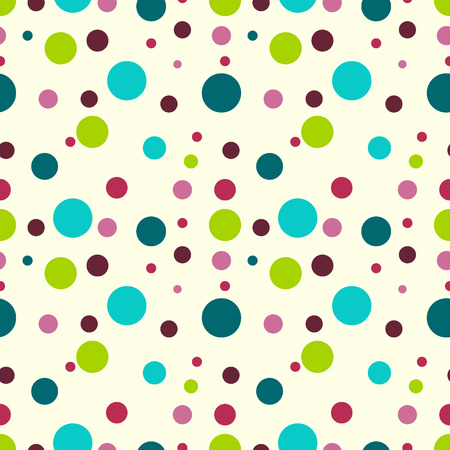 Seamless vector pattern with multicolored circles on beige  background. Wallpaper, textile, pattern fills, web page background, surface textures.のイラスト素材
