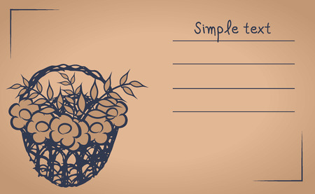 Postcard basket with flowersのイラスト素材