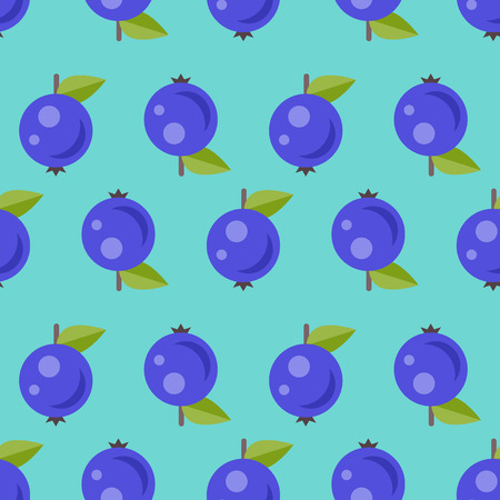 Bilberry seamless pattern, bilberry on blue backgroundのイラスト素材