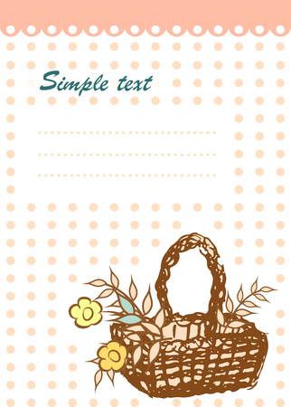 Postcard Basket with flowersのイラスト素材