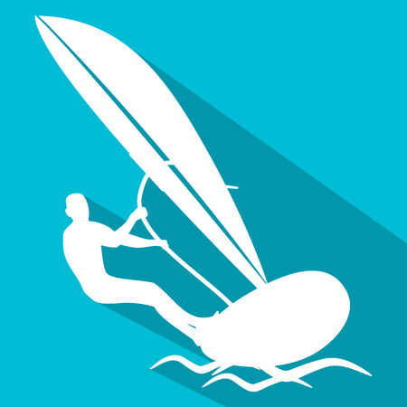 Regatta. Icon on blue background with long shadowのイラスト素材