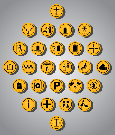 Airport yellow iconsのイラスト素材