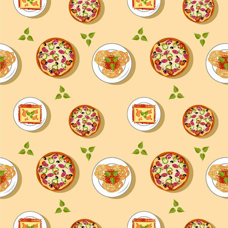 Italian Cuisine seamless patternのイラスト素材