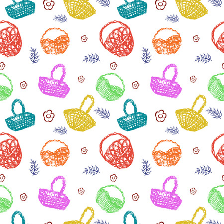 Multicolored baskets patternのイラスト素材