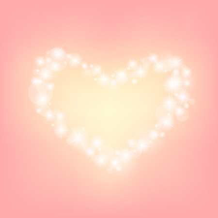 romantic sparkle abstract background, heart glitter sparking with pink background, wedding twinkle background, vector illustrationのイラスト素材
