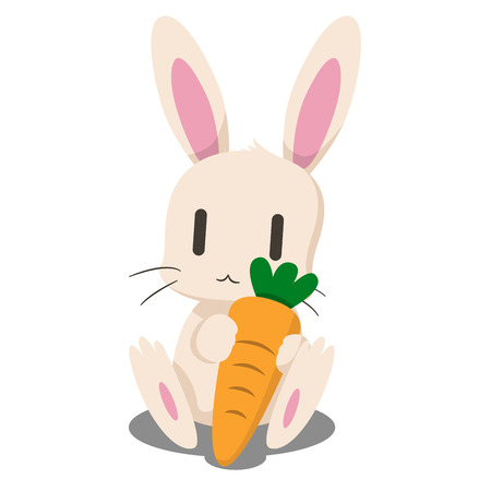 rabbit hold carrot, character design, animal cartoon, vector illustrationのイラスト素材