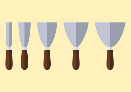 Icon flat set wall scraper tools illustration.のイラスト素材