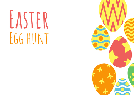 Happy easter background, easter egg hunt template, vector illustrationのイラスト素材