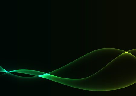green flame curve layer overlap in dark background, wave transparent backdrop, simple technology template, vector illustrationのイラスト素材