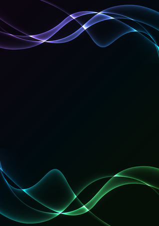 multicolor flame curve layer overlap in dark background, wave transparent backdrop, simple technology template, vector illustrationのイラスト素材