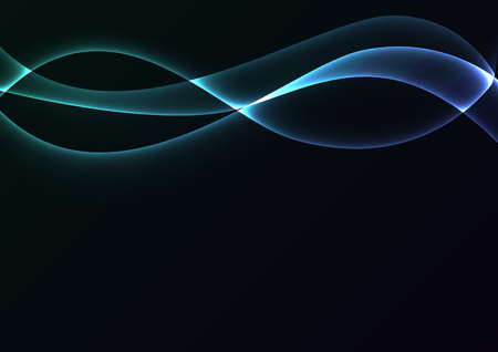 blue flame curve layer overlap in dark background, wave transparent backdrop, simple technology template, vector illustrationのイラスト素材