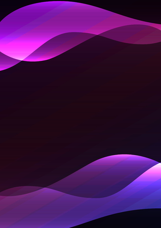 pink blue line curve layer overlap in dark background, wave transparent backdrop, simple technology template, vector illustrationのイラスト素材