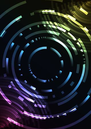 multicolor abstract circle background, digital overlap layer line, simple technology design template, vector illustrationのイラスト素材
