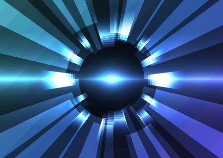 blue abstract circle background, digital overlap layer line, simple technology design template, vector illustrationのイラスト素材