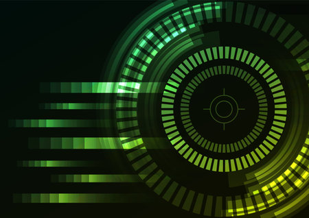 green abstract circle background, digital overlap layer line, cyber technology design template,s speed bar concept, vector illustrationのイラスト素材