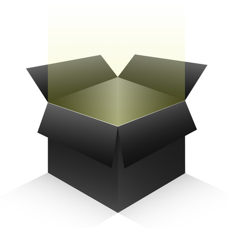 black open box on white background. 3dのイラスト素材